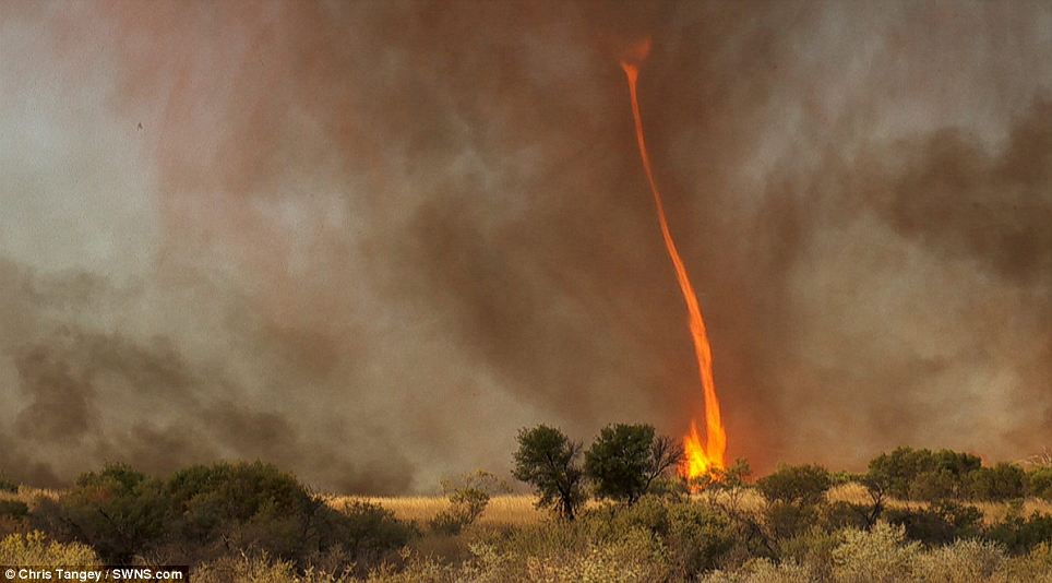 Fire storm: A filmmaker in Alice Springs, Australia shot some video of a fire tornado that happened on Monday